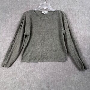 Vintage Knit Stitches Womens Sweater Large Gray Knit Long Sleeve Casual Pullover